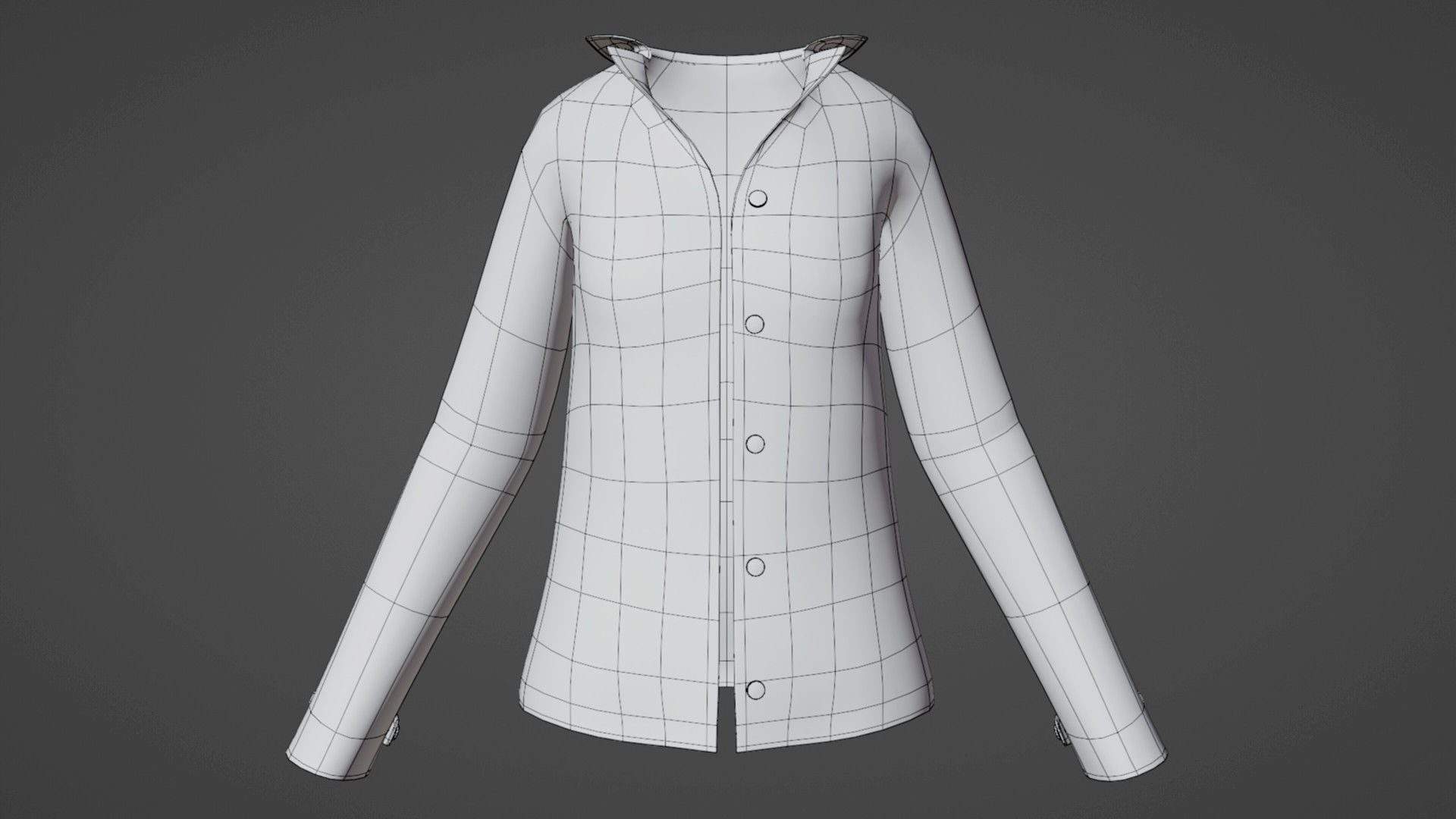 Button Jacket Low-poly 3D model_7