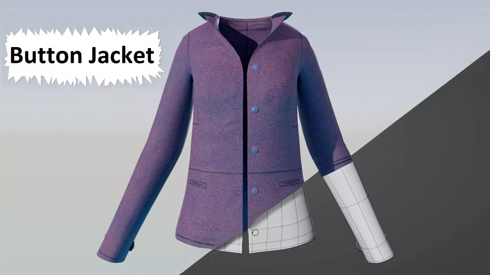Button Jacket Low-poly 3D model_0