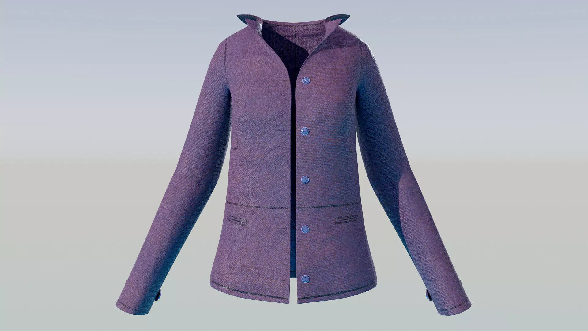 Button Jacket Low-poly 3D model_1