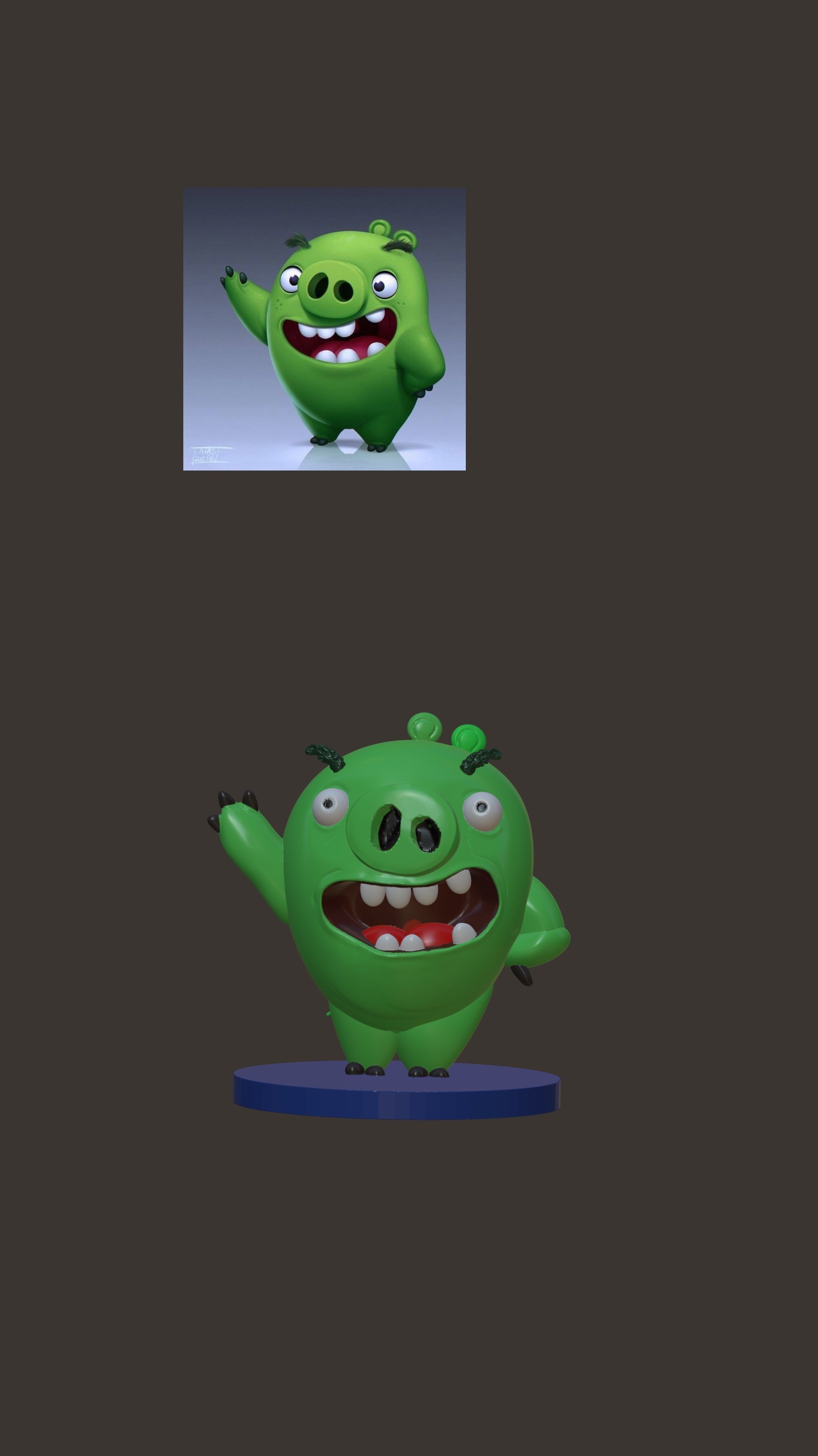 Angry birds scary piggy 3D print model_4