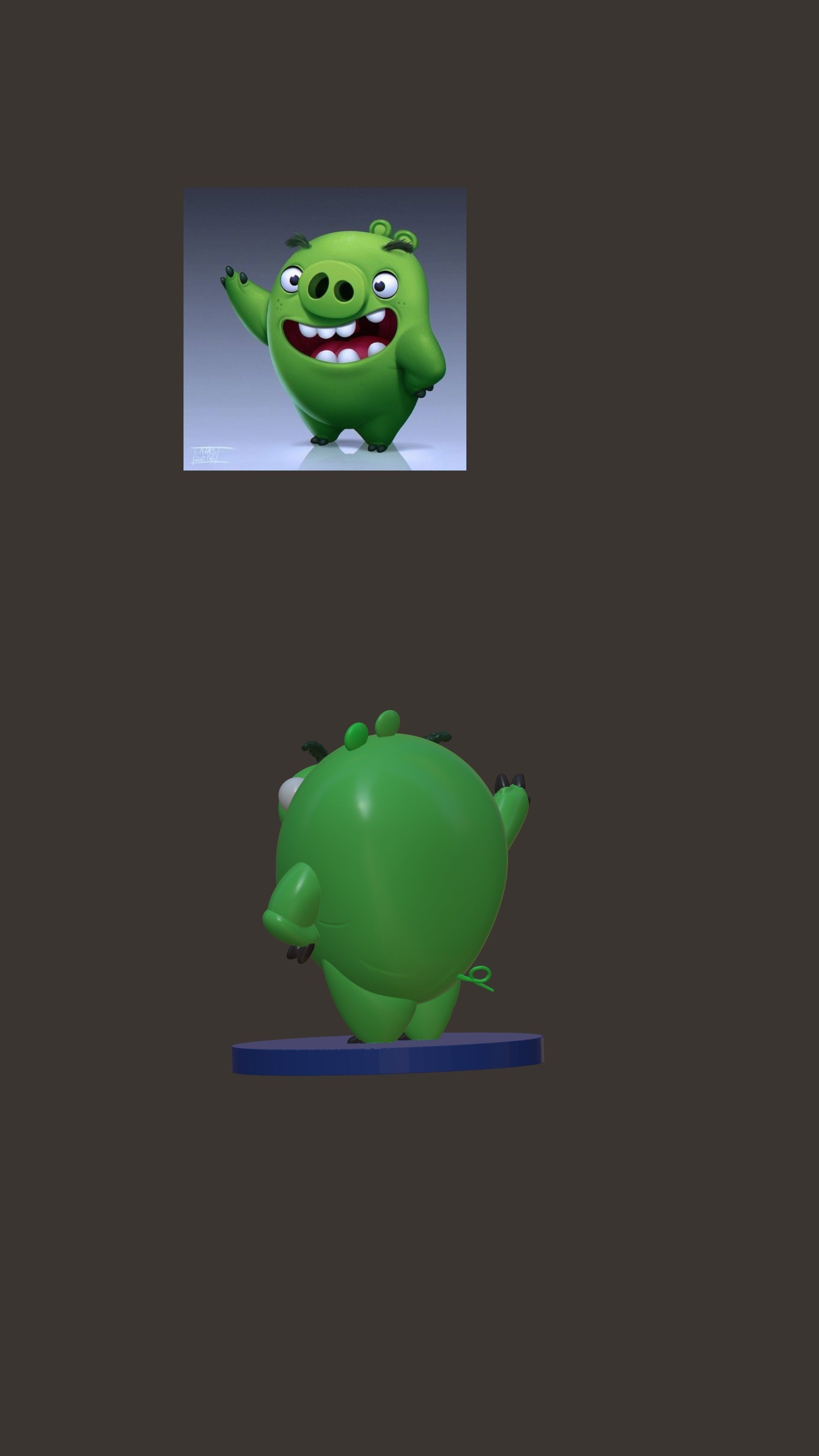 Angry birds scary piggy 3D print model_5