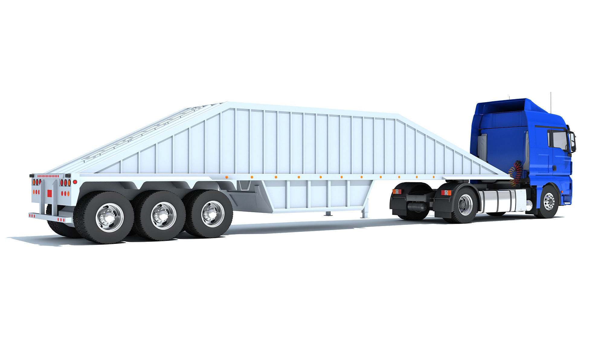 Truck with Bottom Dump Trailer 3D model_4