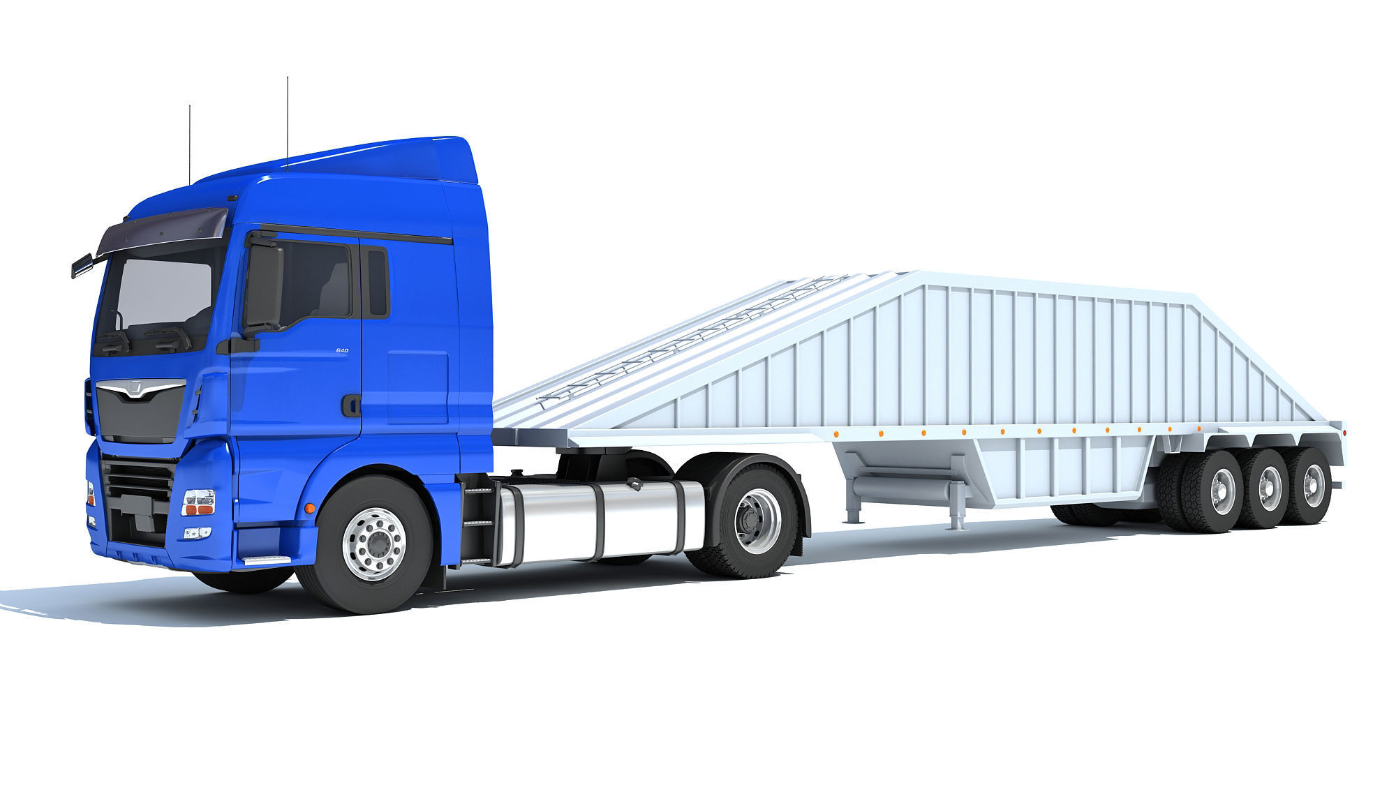 Truck with Bottom Dump Trailer 3D model_10