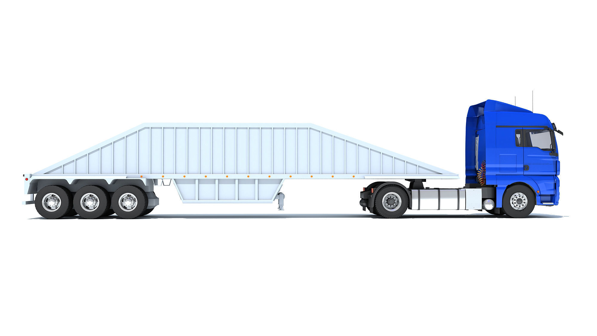 Truck with Bottom Dump Trailer 3D model_5