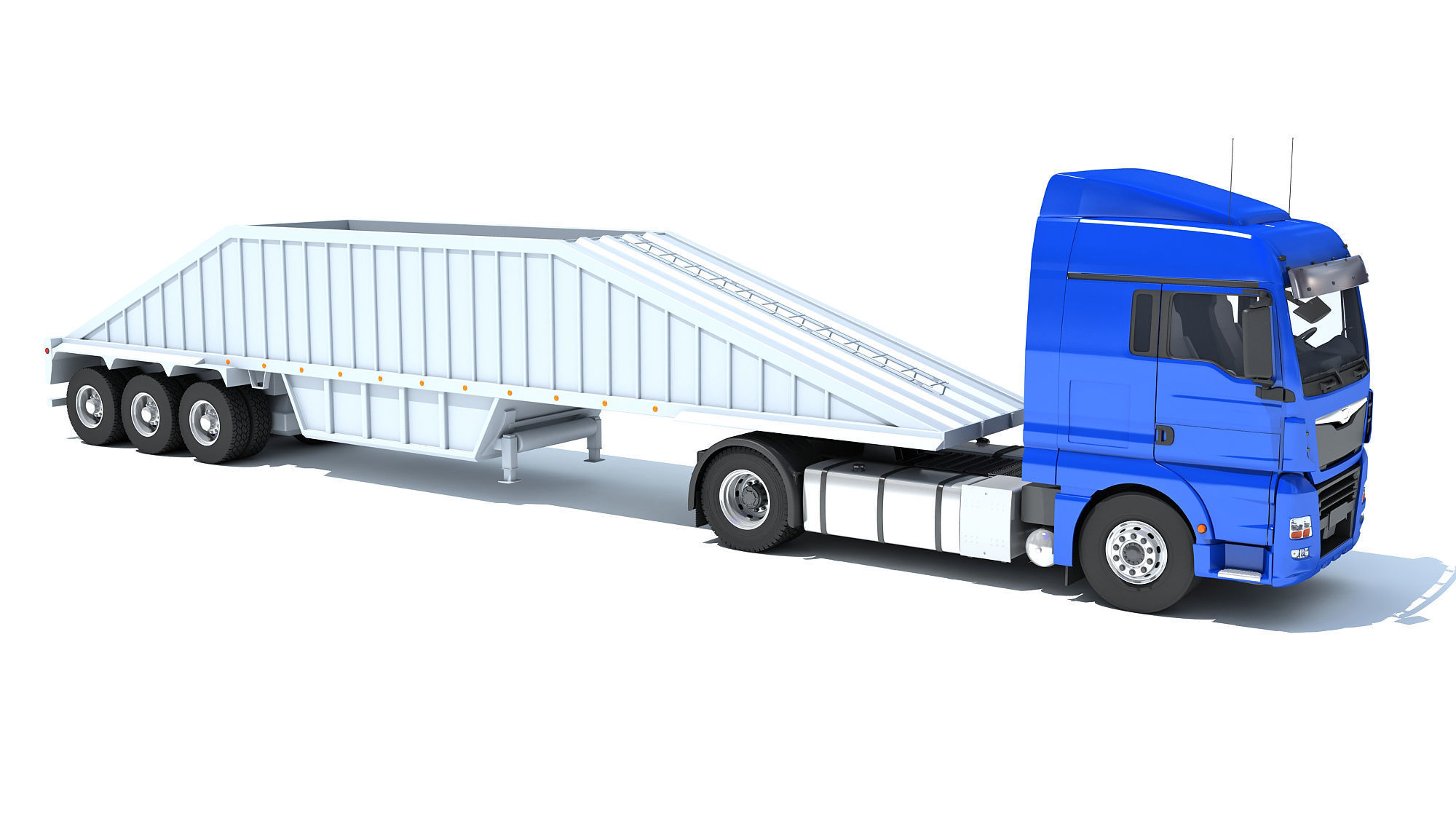 Truck with Bottom Dump Trailer 3D model_7