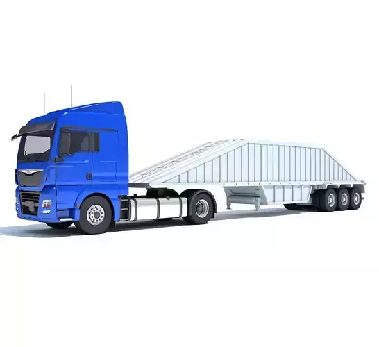 Truck with Bottom Dump Trailer 3D model