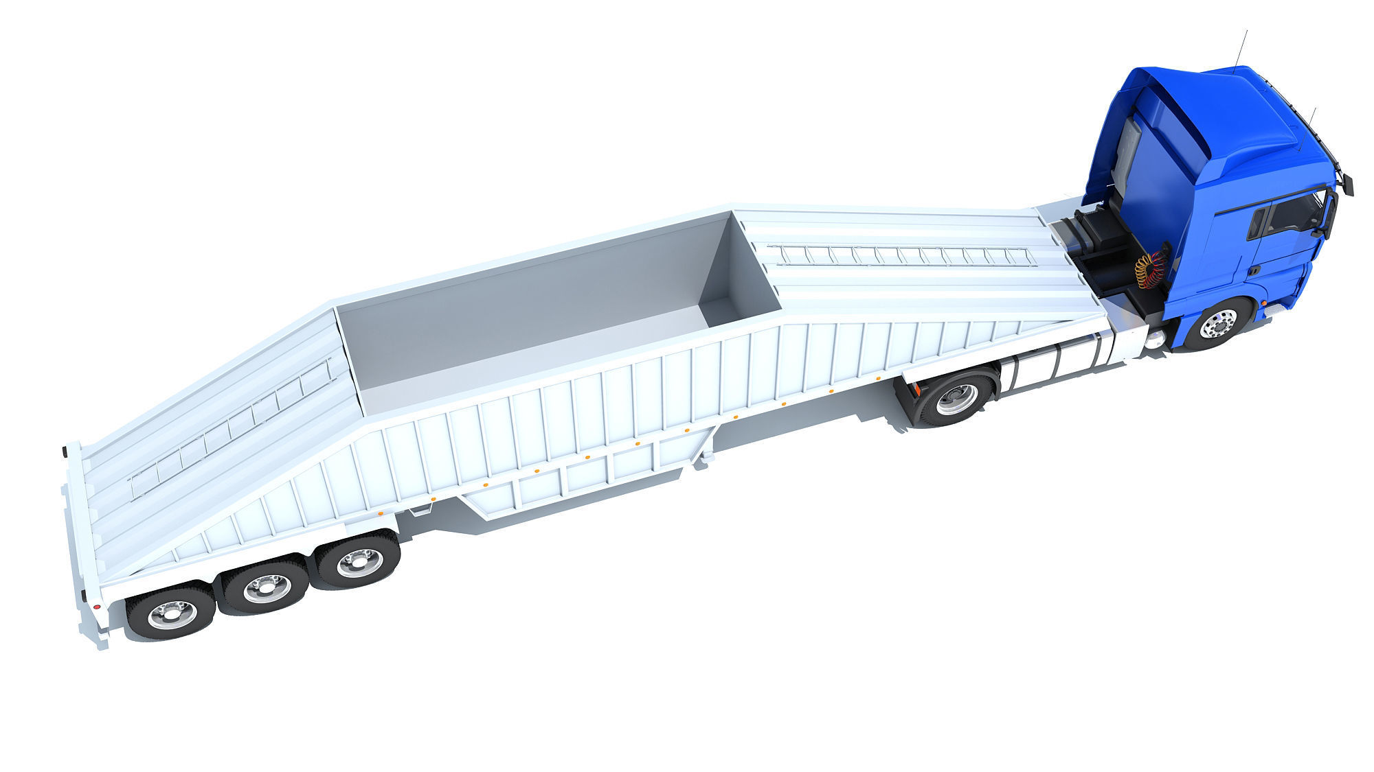 Truck with Bottom Dump Trailer 3D model_6