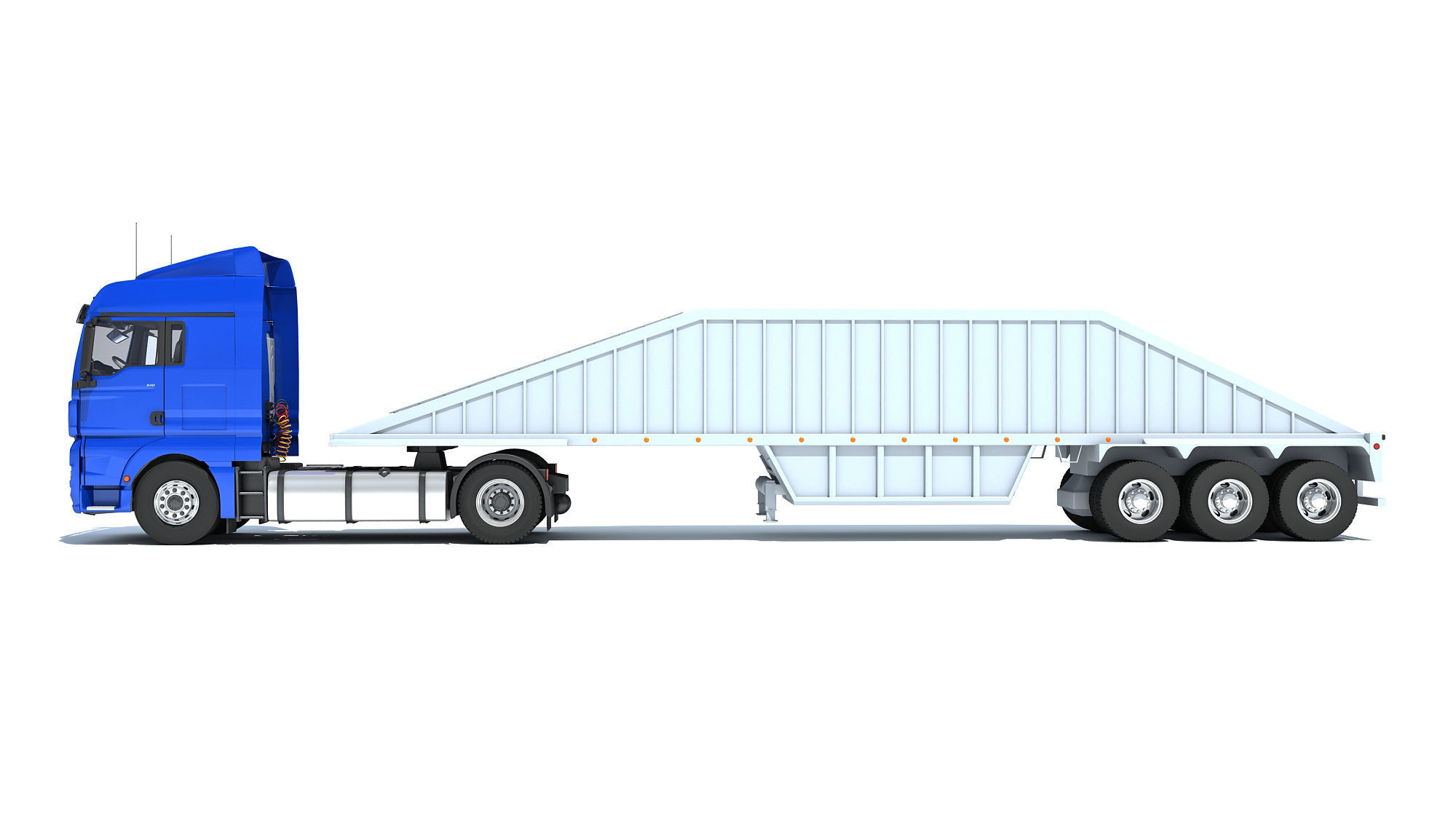 Truck with Bottom Dump Trailer 3D model_1
