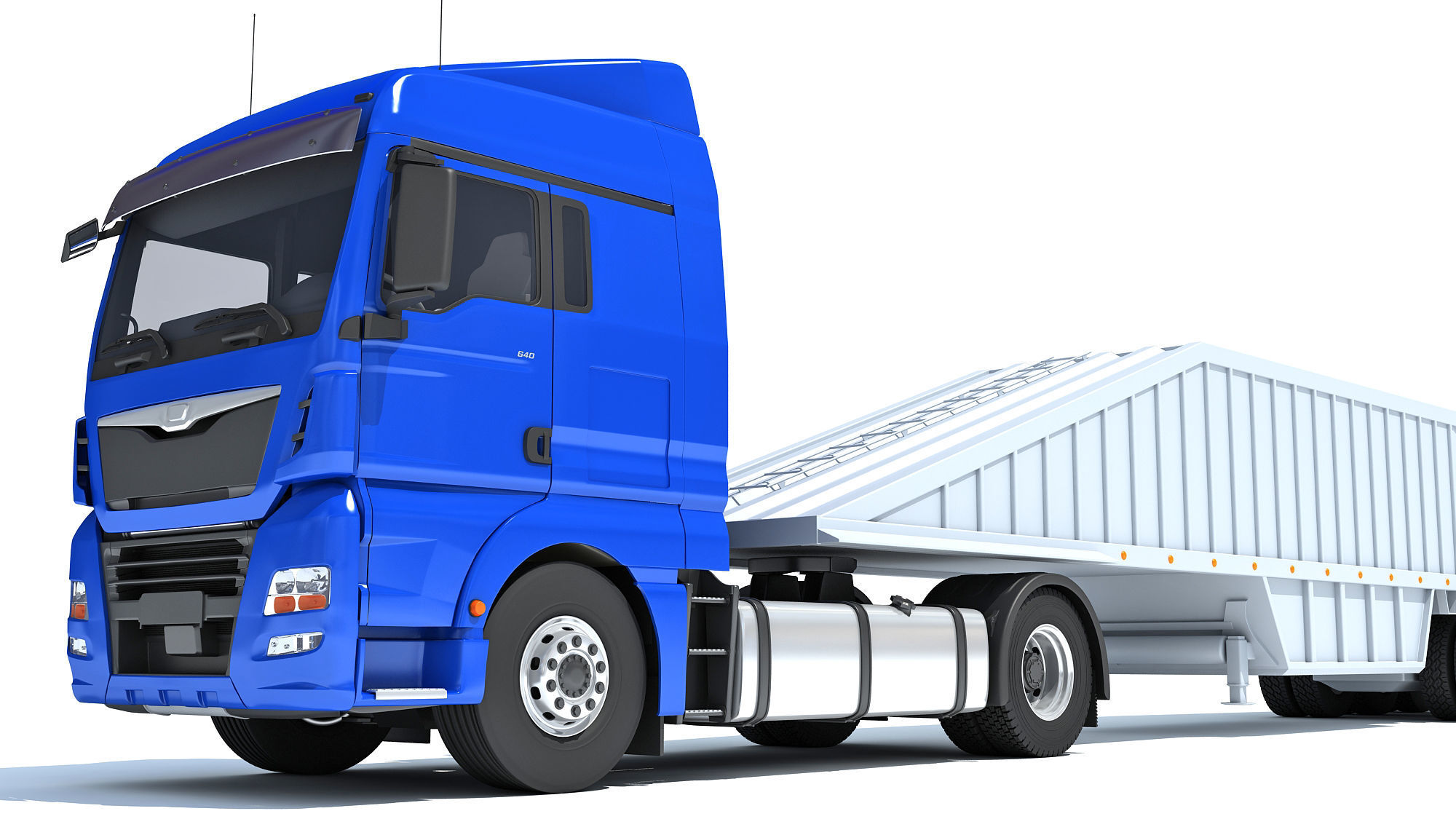 Truck with Bottom Dump Trailer 3D model_12