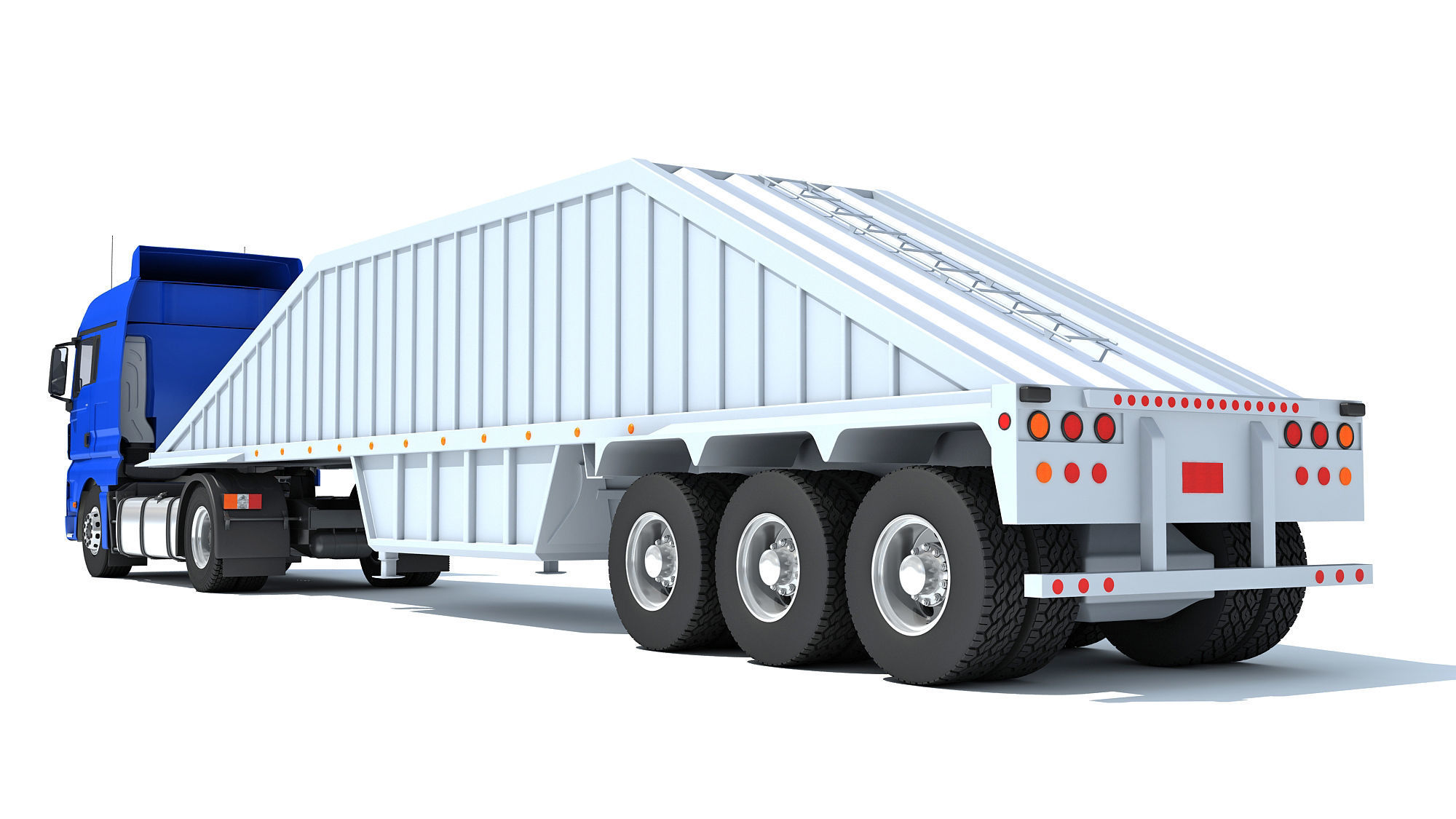 Truck with Bottom Dump Trailer 3D model_3