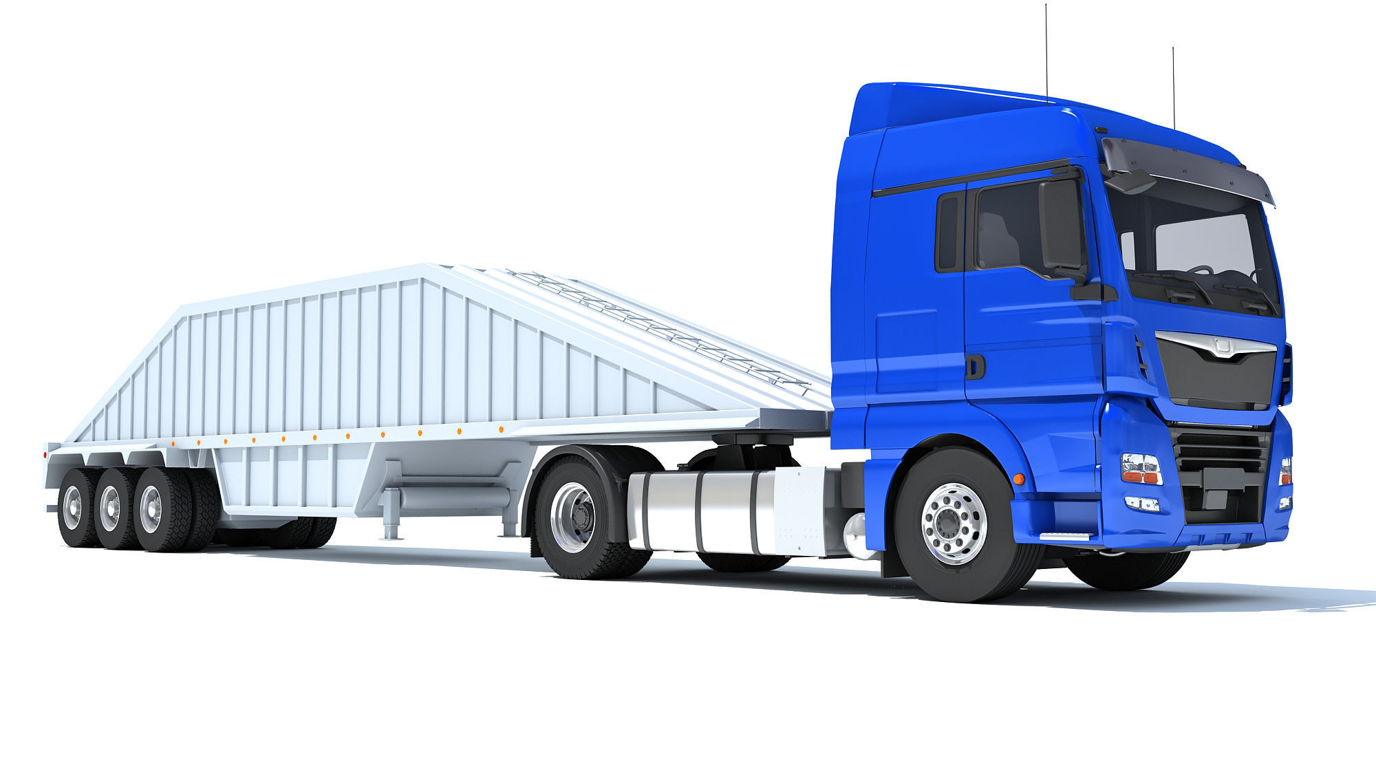Truck with Bottom Dump Trailer 3D model_8