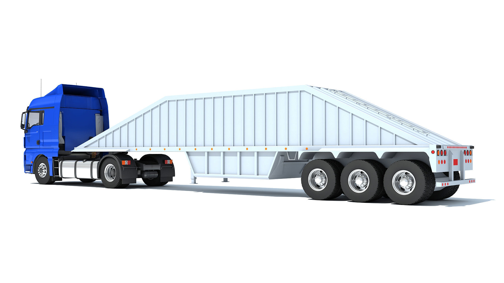 Truck with Bottom Dump Trailer 3D model_2