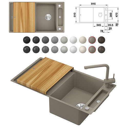 Sink Blanco AXIA III 5 S and mixer Blanco LINUS-S 3D model