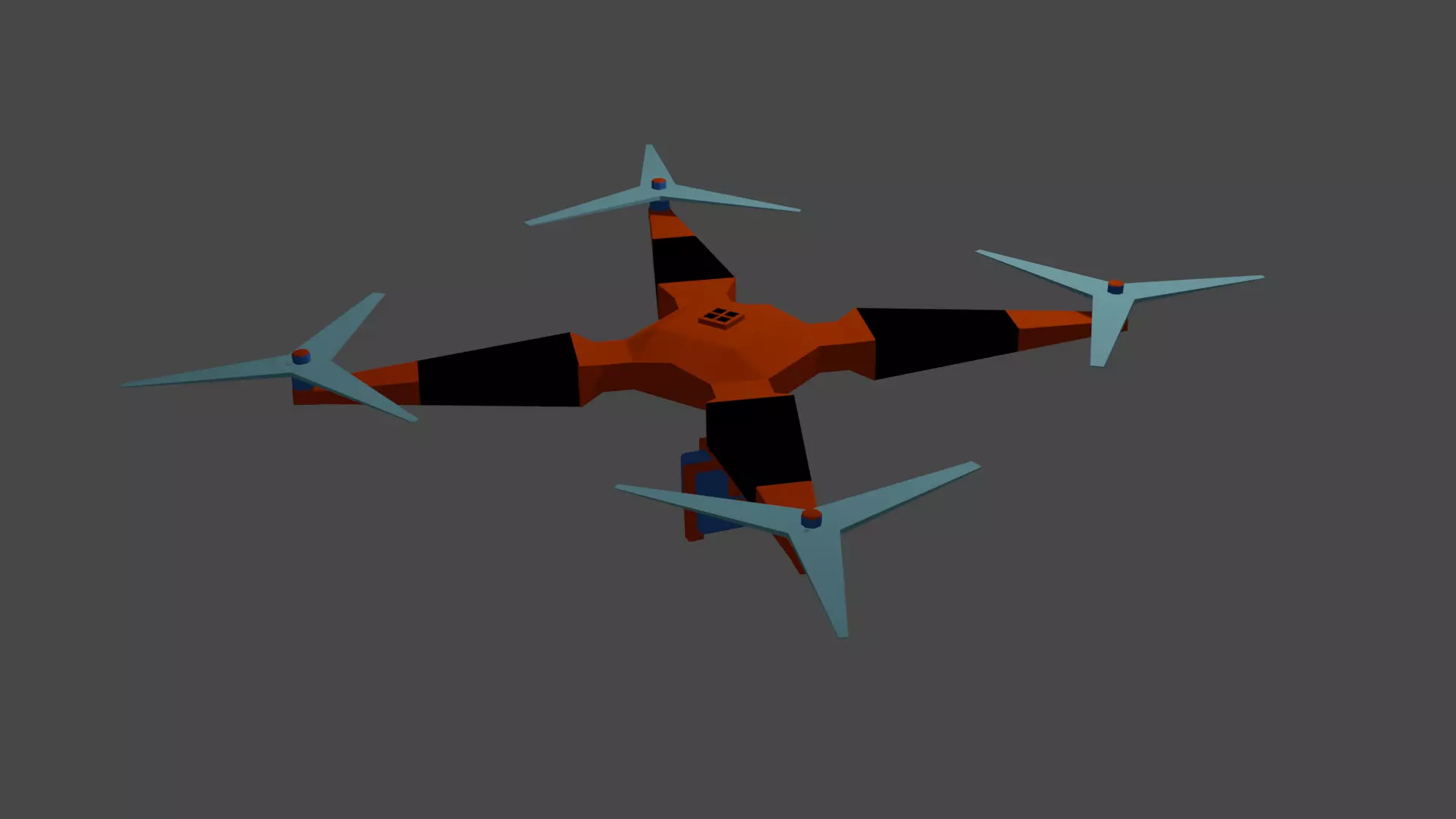 Drone orange and with propellers Free low-poly 3D model