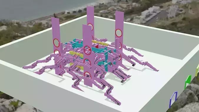 squid game connected stairs gallary 3D model