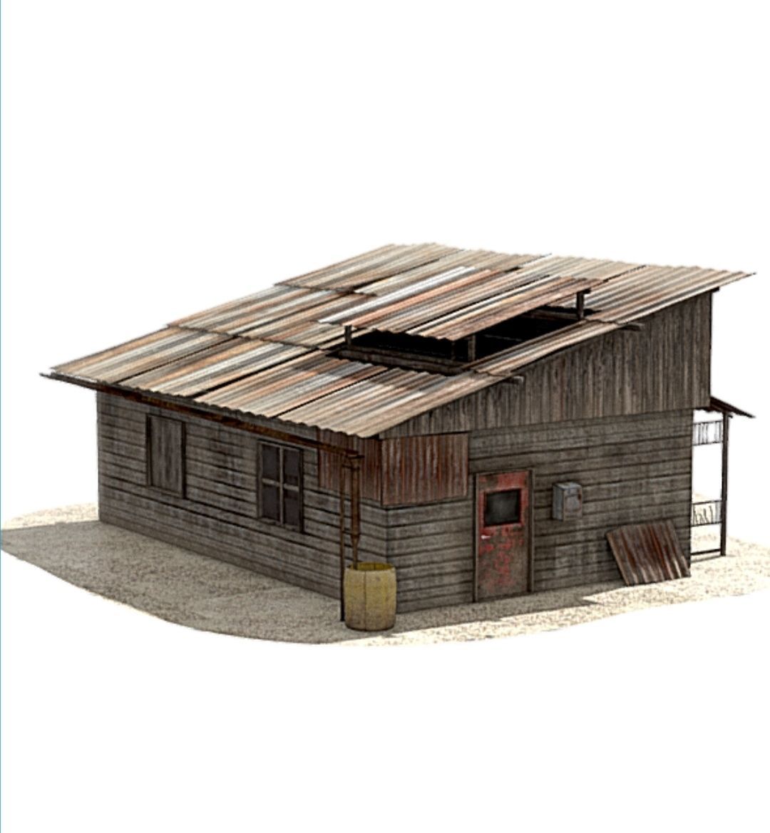 Post Apocalyptic house 3D model_1