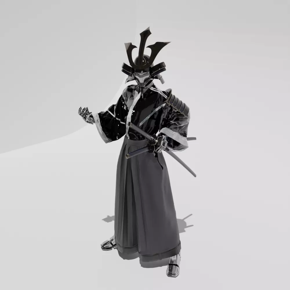 Cyber-Ronin samurai dressed 3D model_0