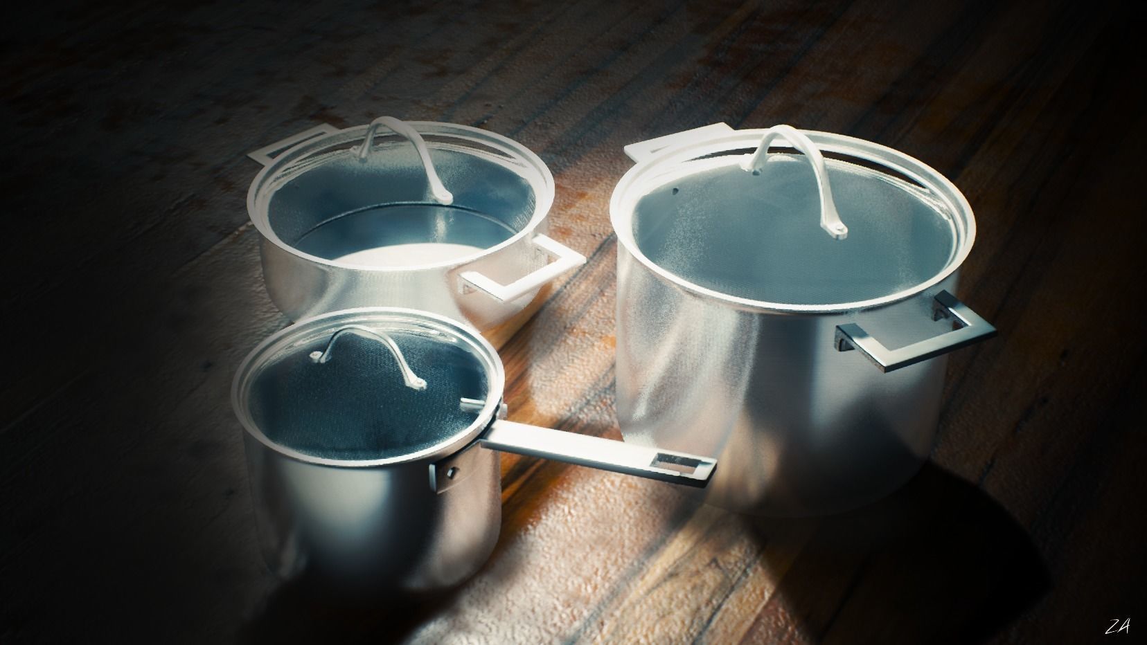 Pot Set of pots and pans 3D model_1