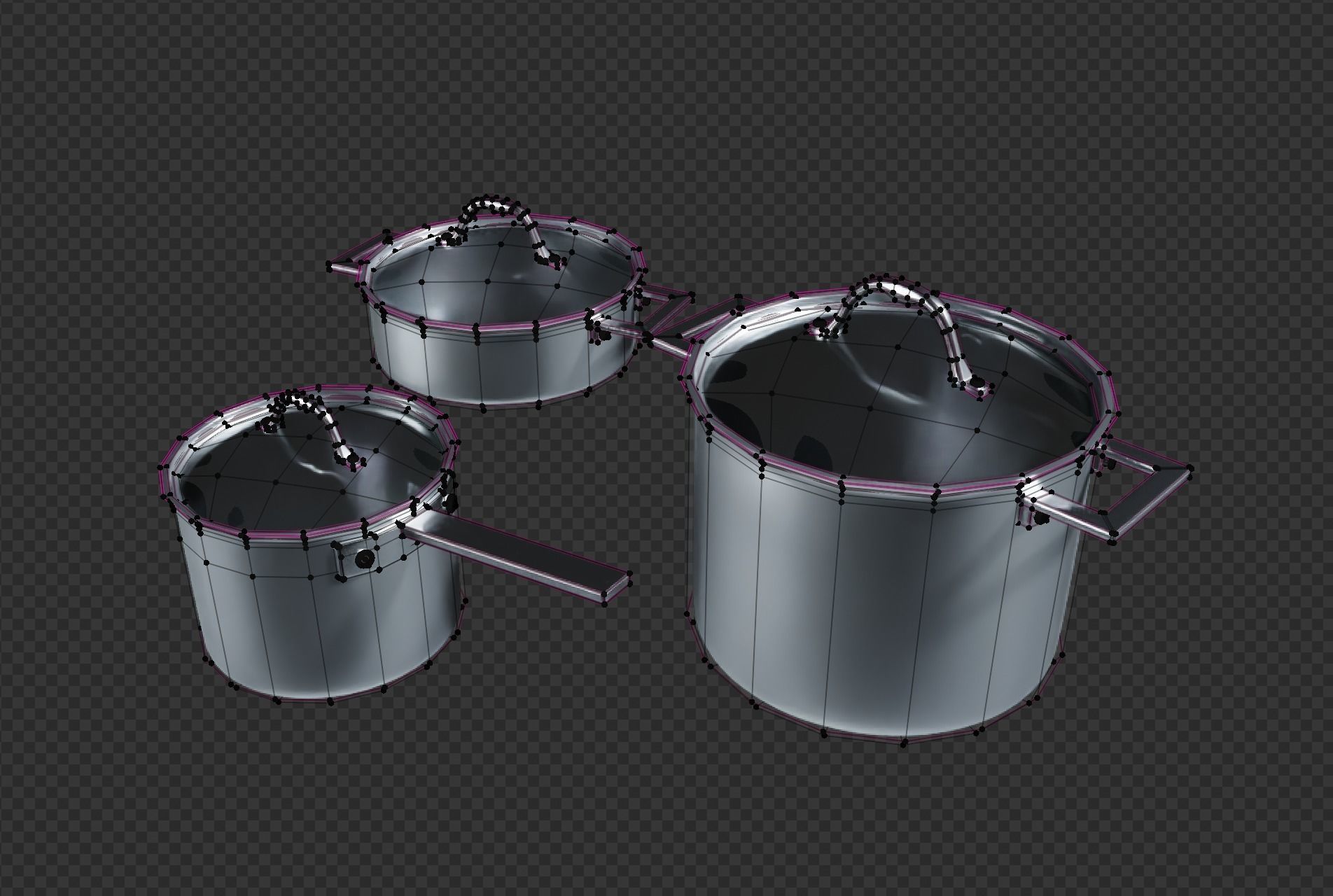 Pot Set of pots and pans 3D model_2
