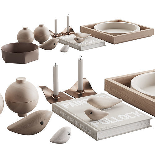 077 Living decor set NEUTRAL BIRDS 00 3D model