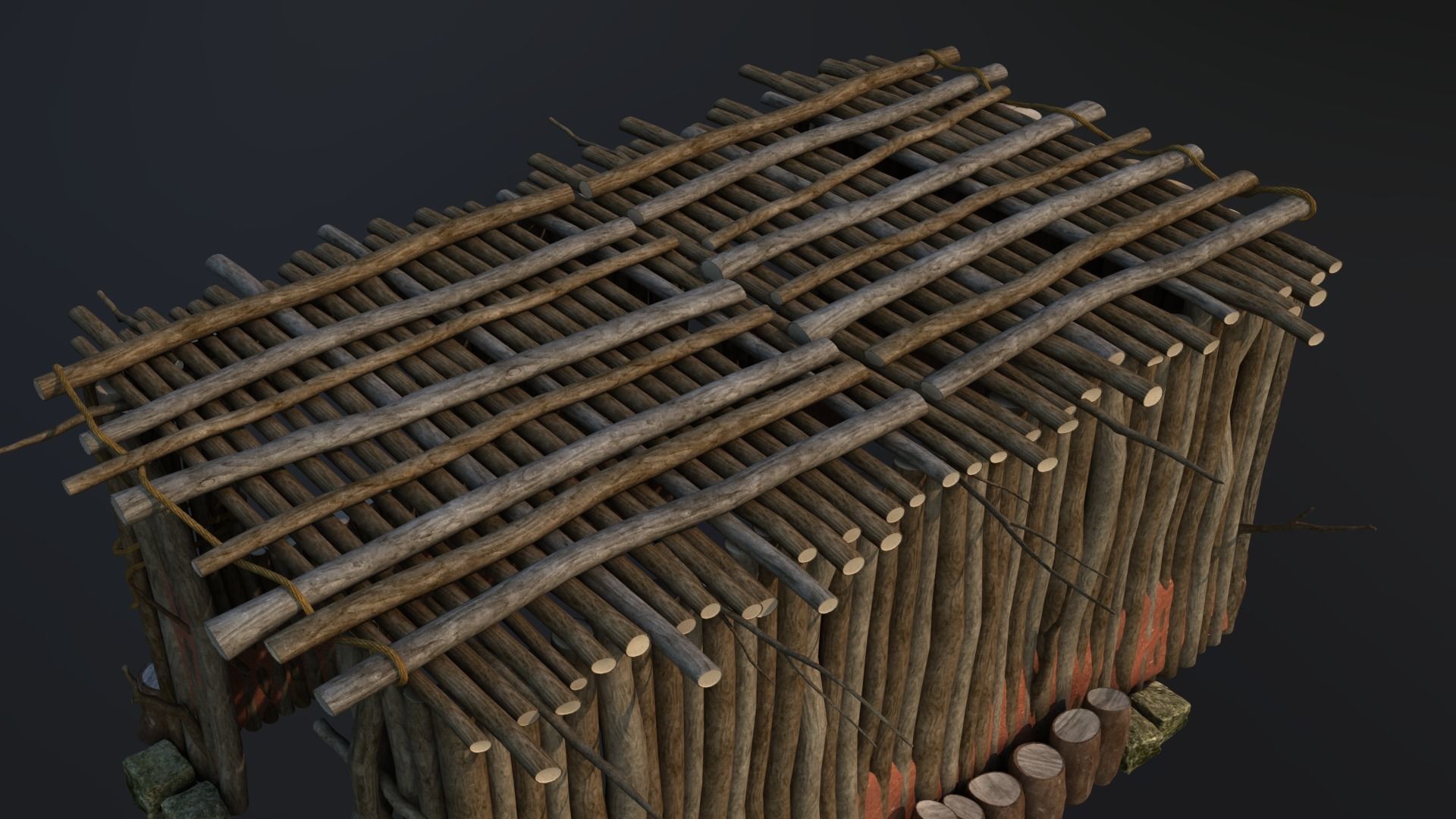 cowhouse wooden outhouse 3D model_3