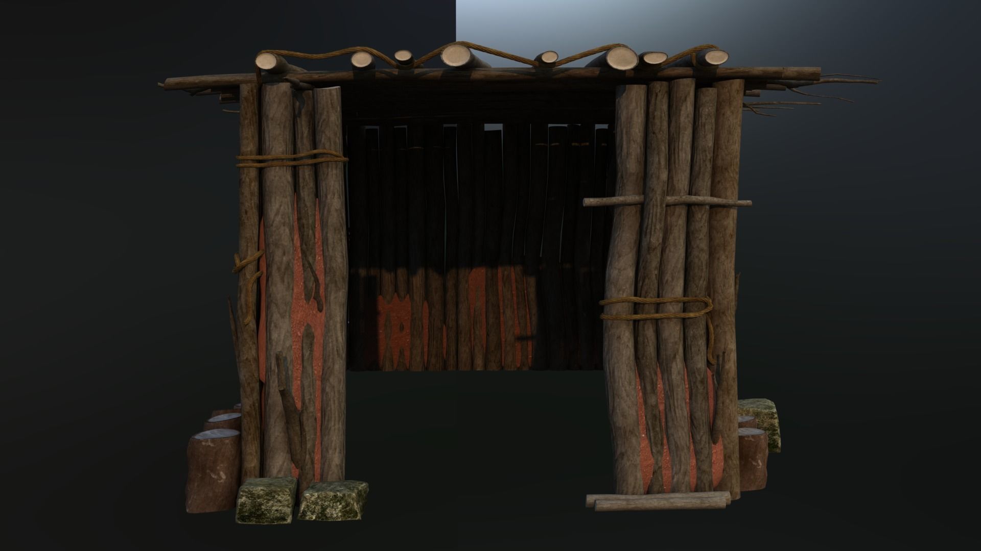 cowhouse wooden outhouse 3D model_1