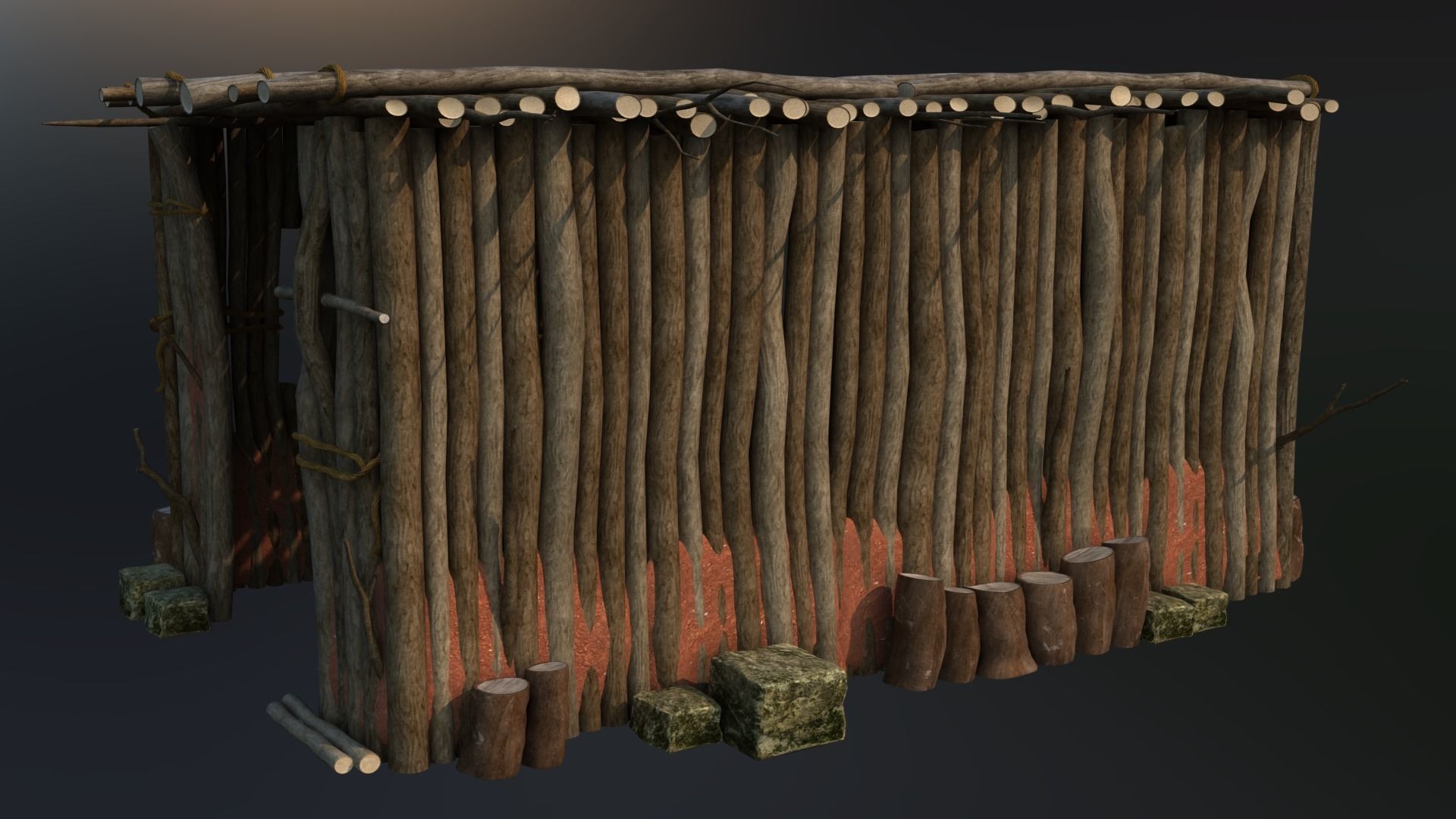 cowhouse wooden outhouse 3D model_2