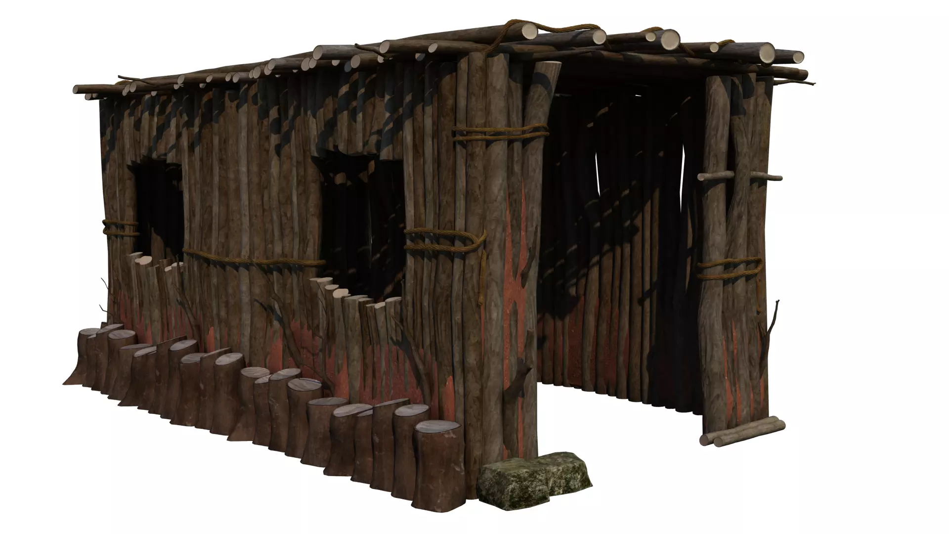 cowhouse wooden outhouse 3D model_0