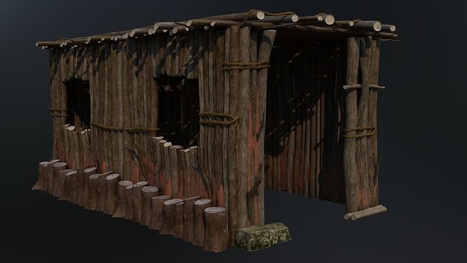 cowhouse wooden outhouse 3D model