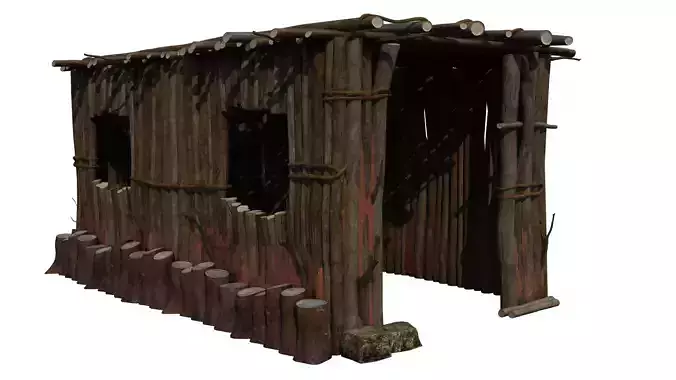 cowhouse wooden outhouse 3D model