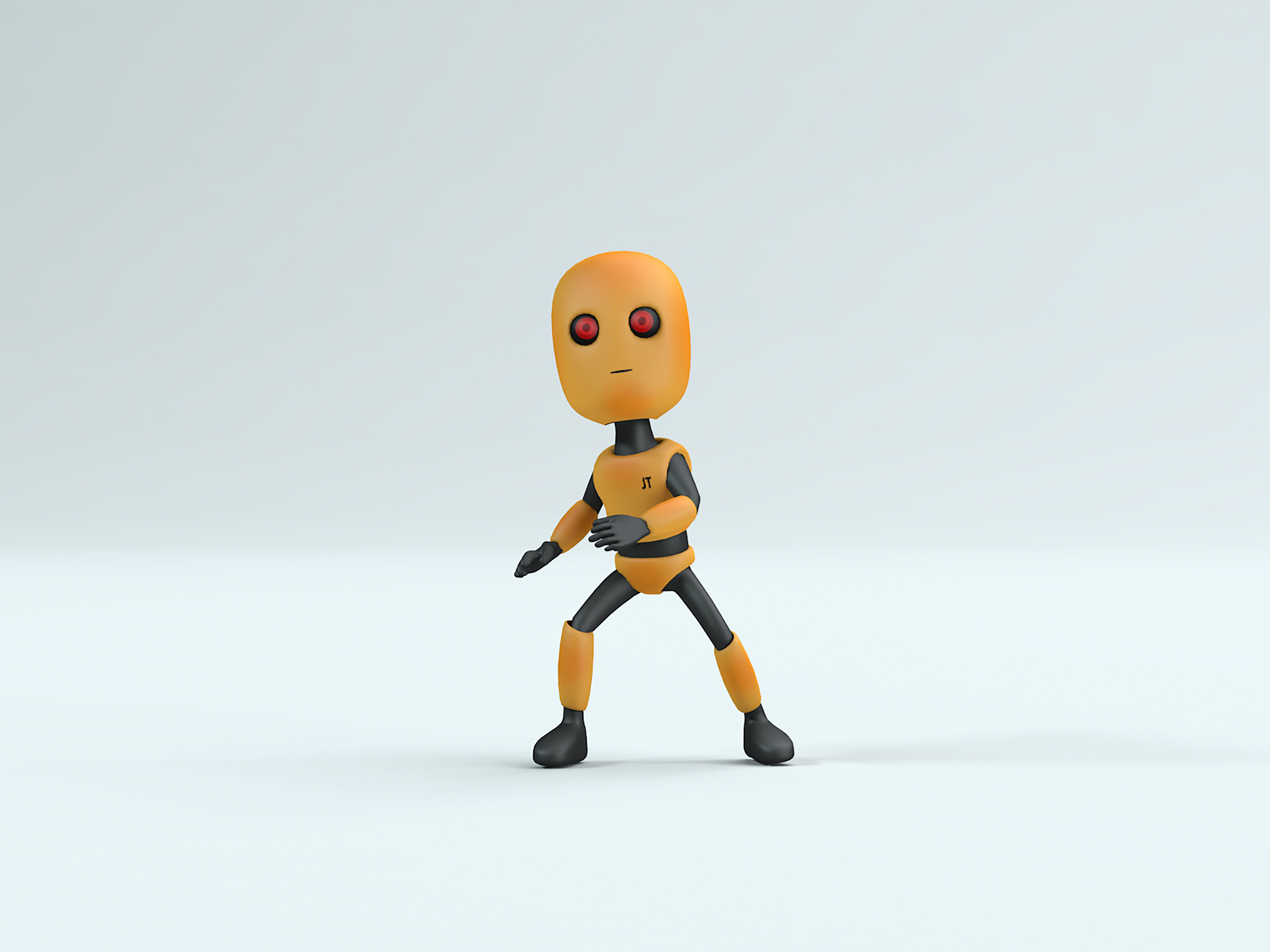 boy character and robot Low-poly 3D model_2