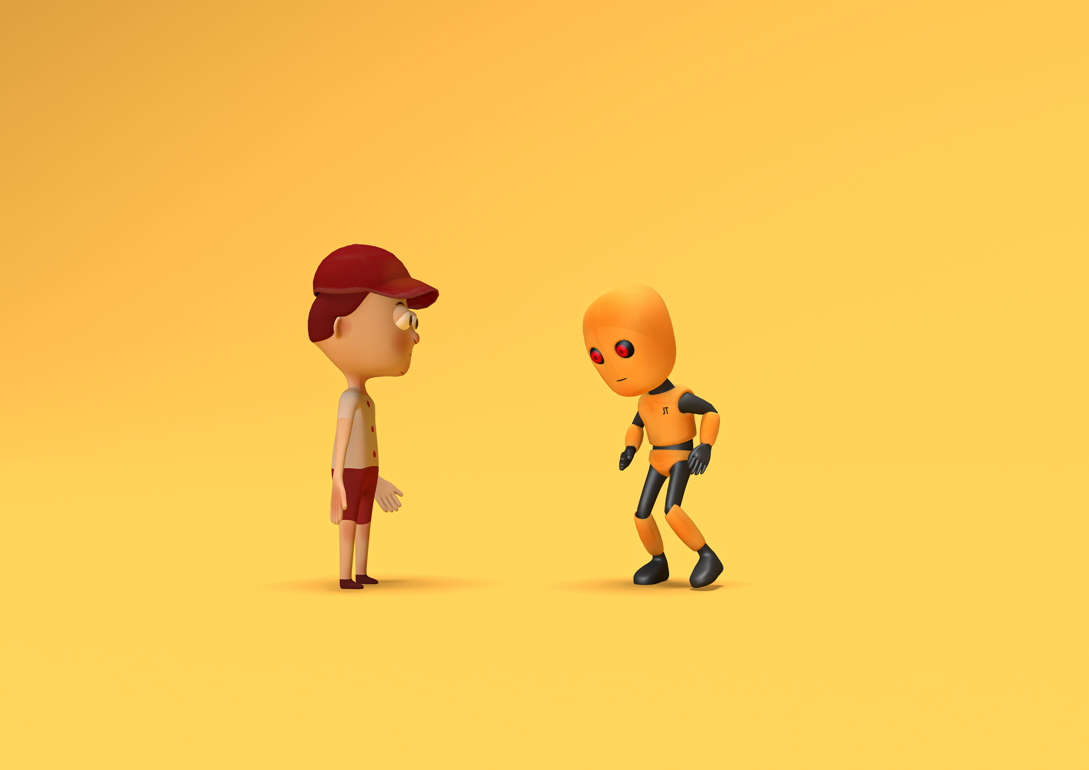 boy character and robot Low-poly 3D model_5