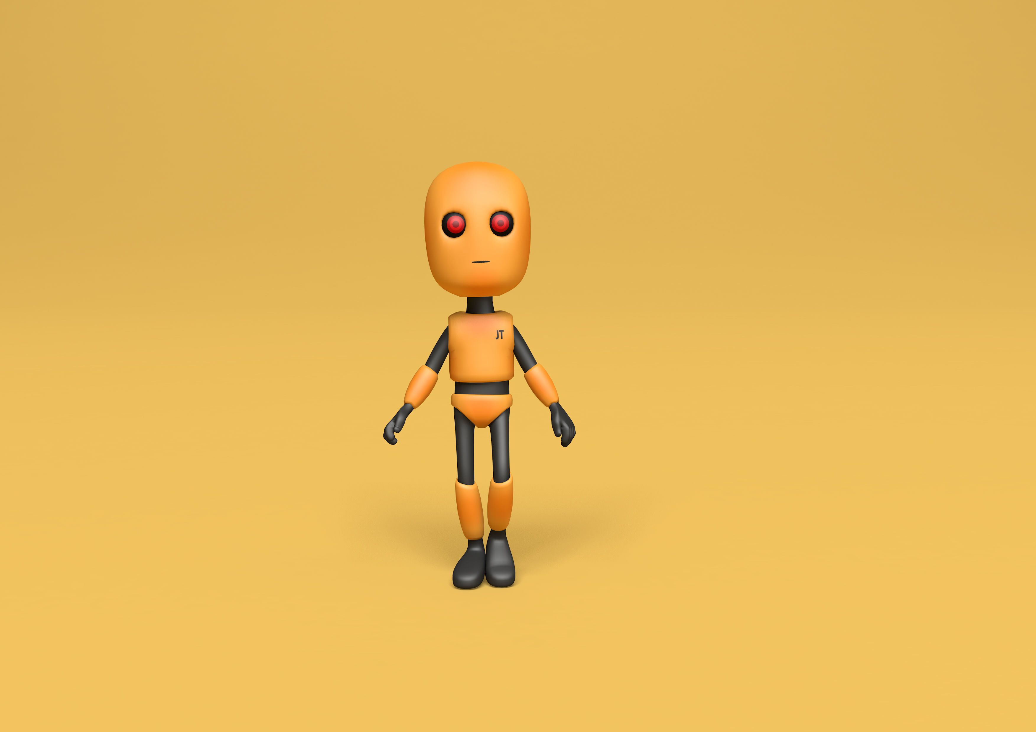 boy character and robot Low-poly 3D model_3