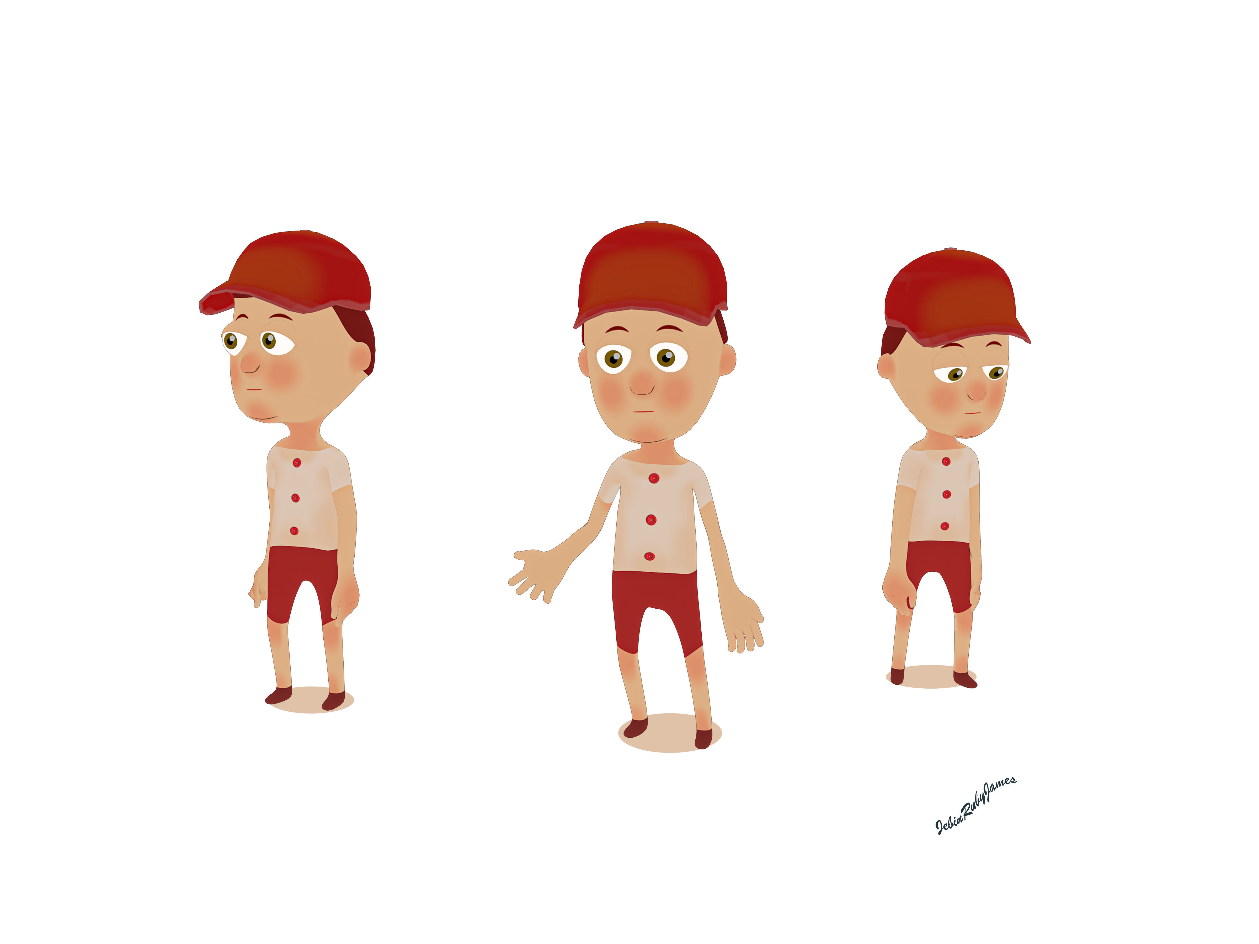 boy character and robot Low-poly 3D model_4