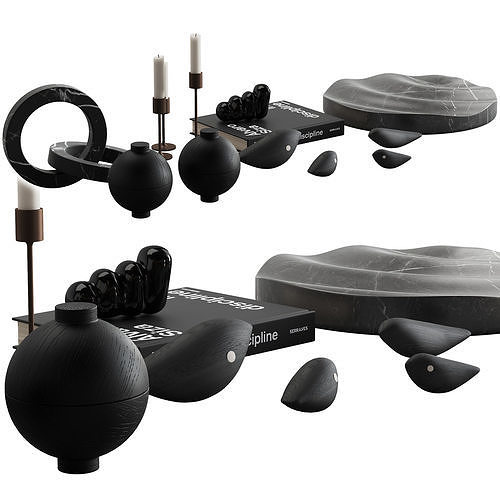 078 Living decor set DARK BIRDS 00 3D model