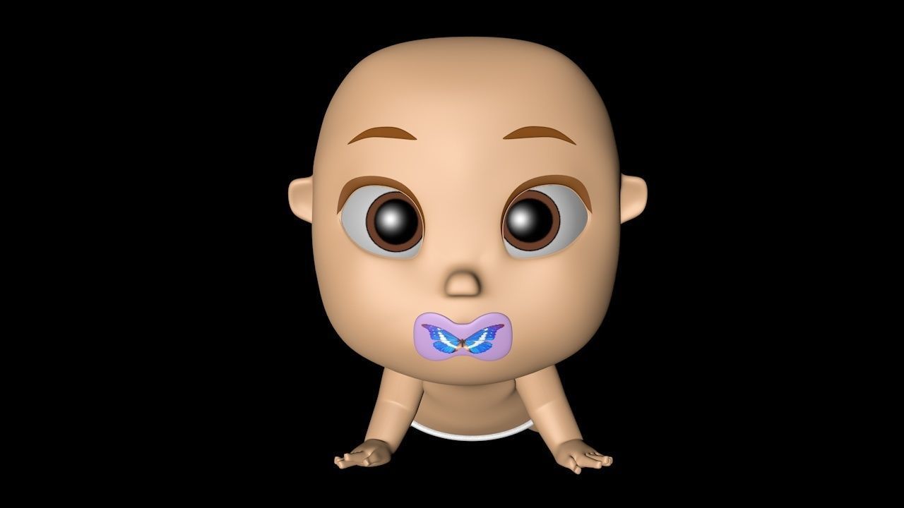 Baby cartoon Low-poly 3D model_2