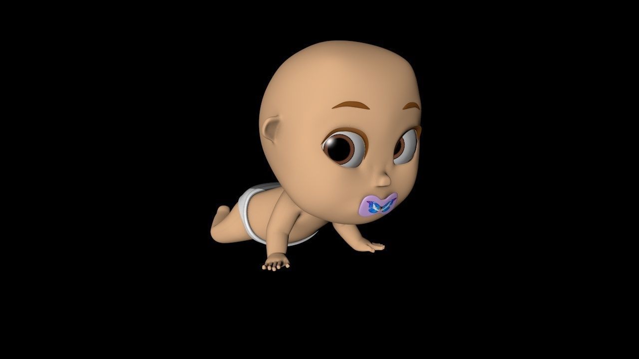 Baby cartoon Low-poly 3D model_1