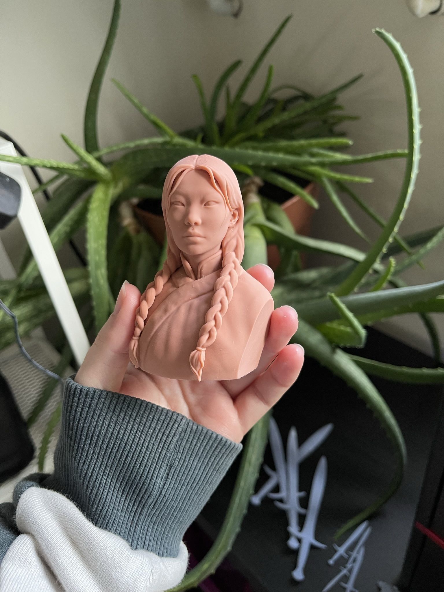 Mongolian Woman Bust 3D print model_1