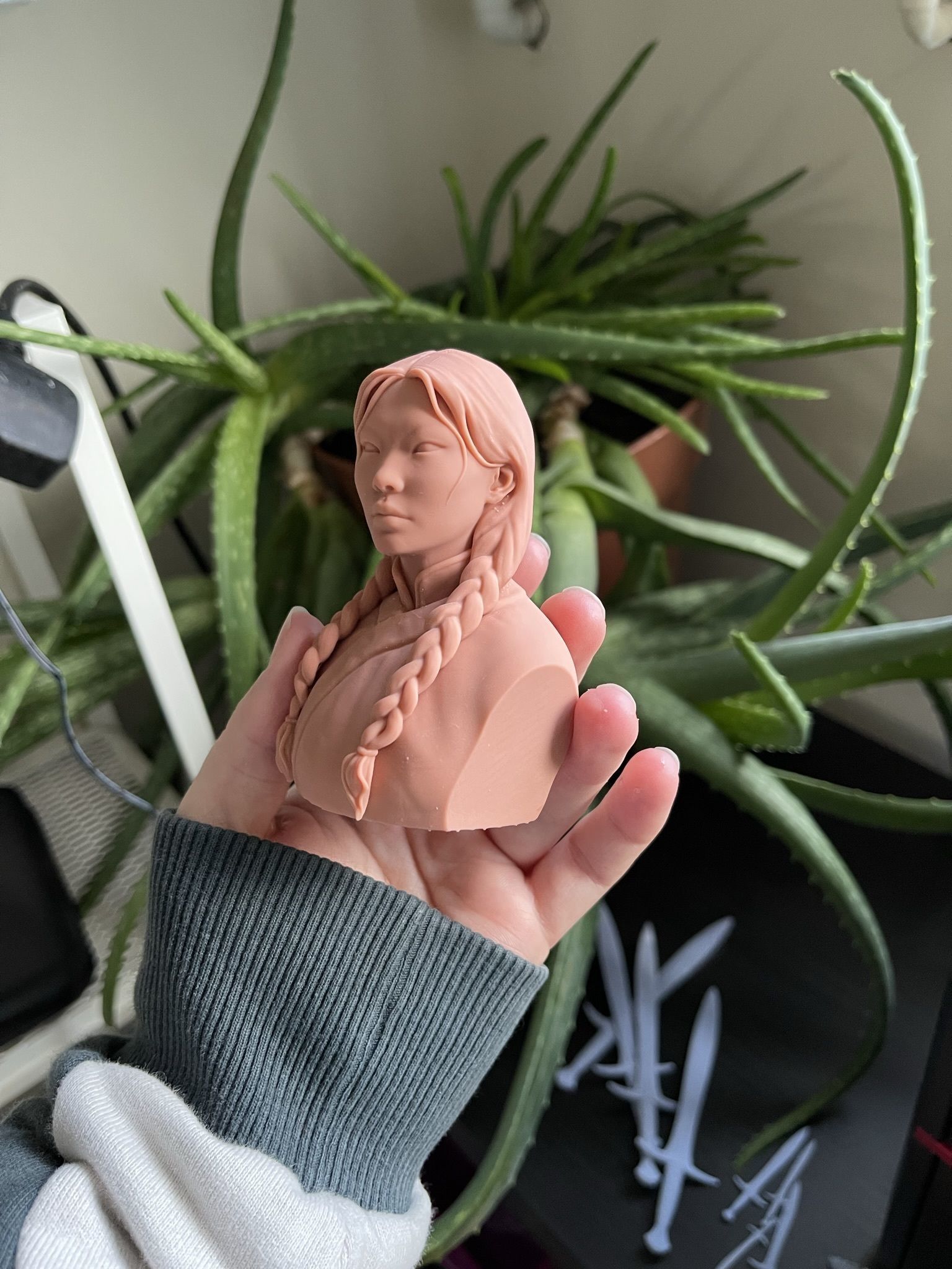 Mongolian Woman Bust 3D print model_2