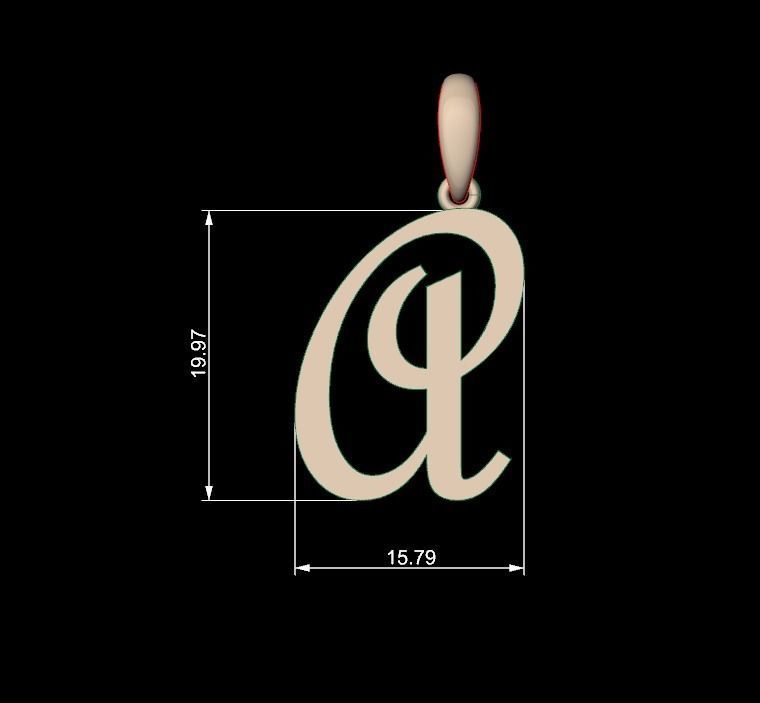 Initial Letters Pendant French Script A 3D print model_4