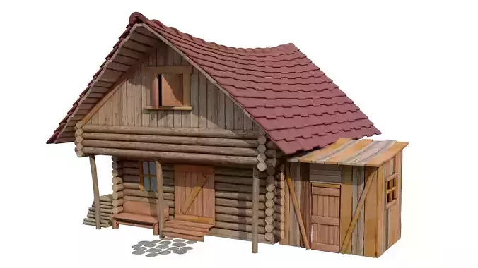 woodhouse log cabin with tile roof