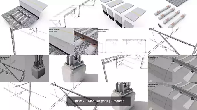 Railway  - Modular pack 3D Model Collection