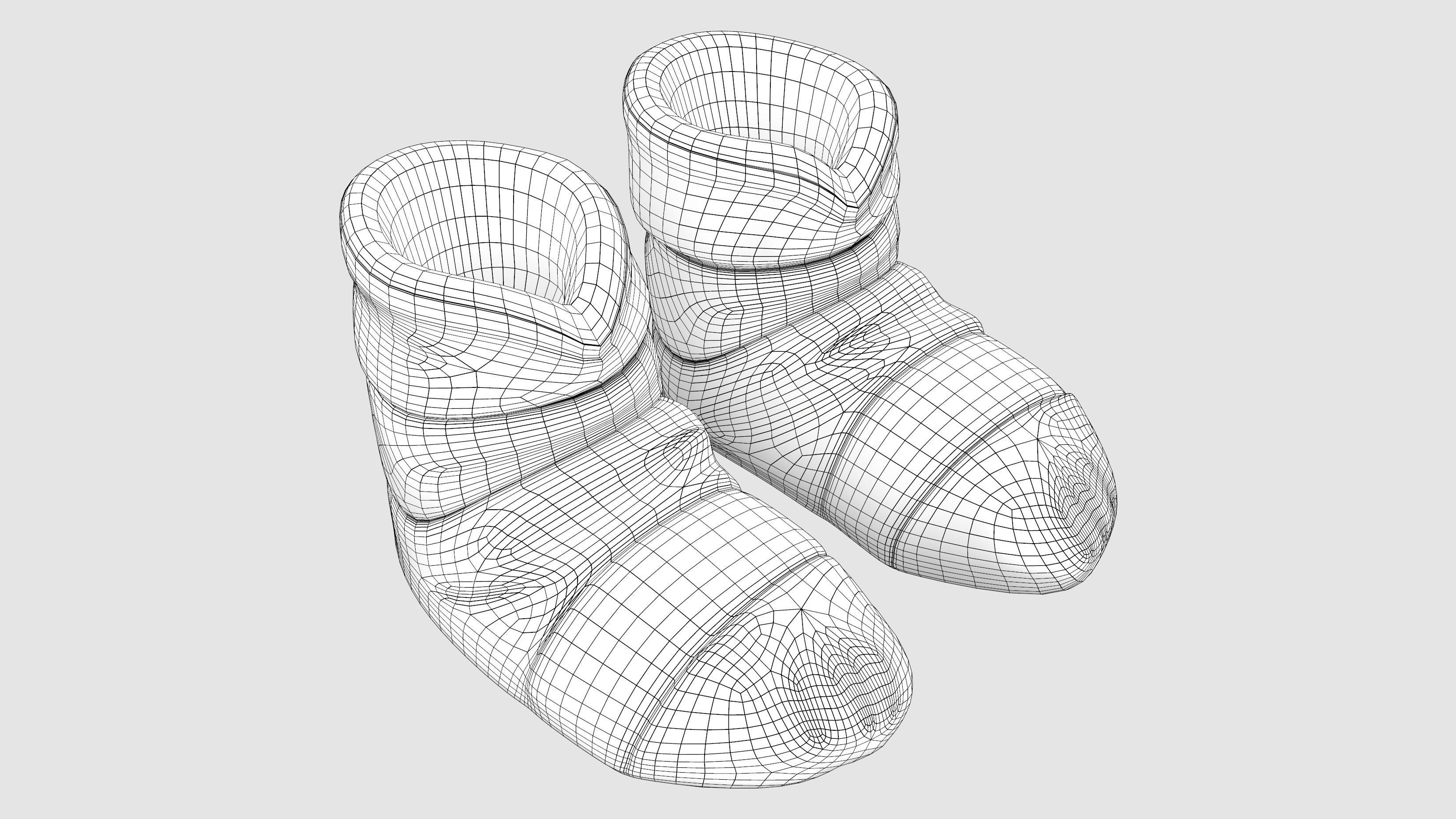 Cosy Boot Slippers Low-poly 3D model_5