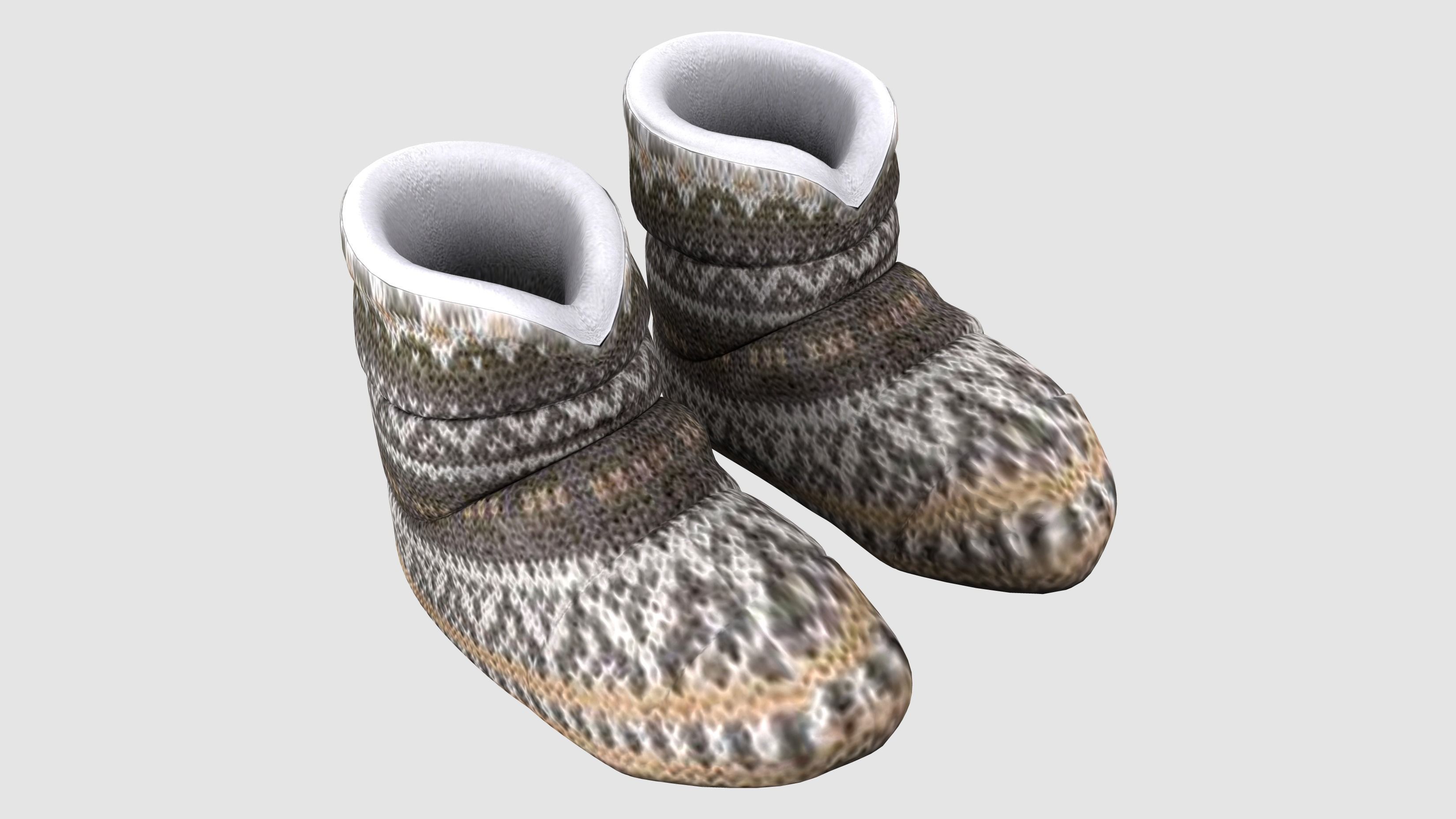 Cosy Boot Slippers Low-poly 3D model_2