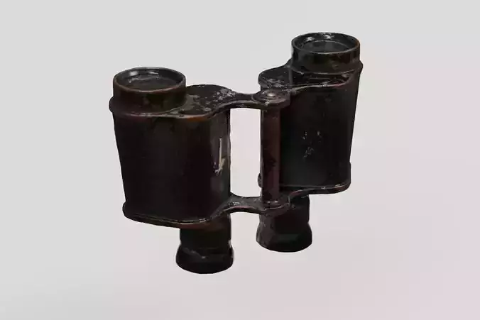 WW1 Military Binoculars and Leather Case 3D scan PBR 4K textures
