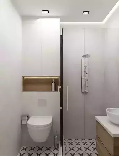 toilet modern bathroom with tiled floor