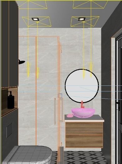 toilet modern bathroom with tiled floor 3D model_5