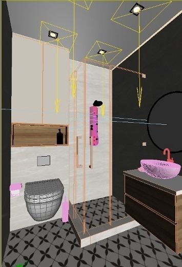 toilet modern bathroom with tiled floor 3D model_4