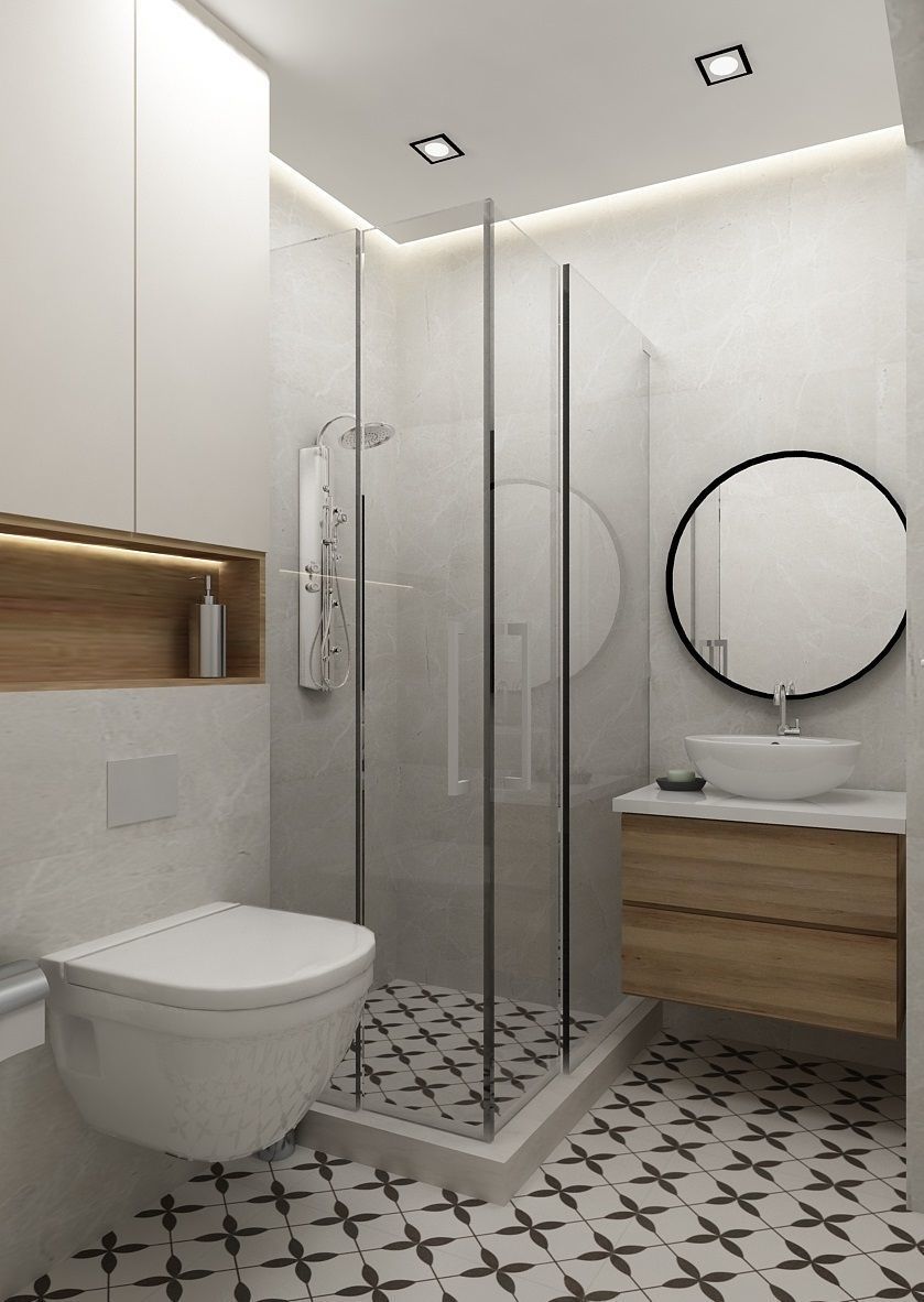 toilet modern bathroom with tiled floor 3D model_2
