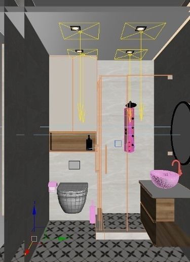 toilet modern bathroom with tiled floor 3D model_6